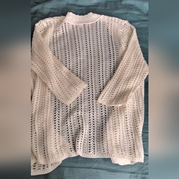 Knit Minded Ivory Colored Open Front Knitted Cardigan/Size 1x (Juniors) - Picture 6 of 6